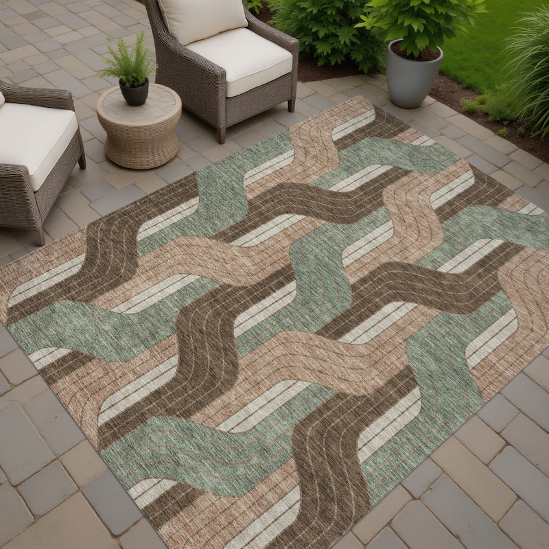 Machine Washable Indoor/ Outdoor Modern Pathway Chantille Rug
