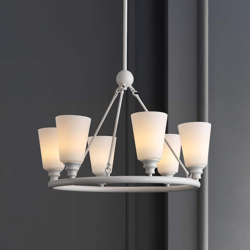 Denis 27.5" 6-Light Modern Iron/Glass LED Chandelier