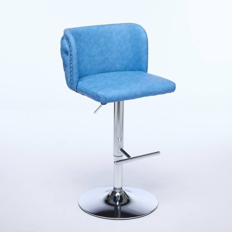 Swivel Barstools Adjusatble Seat Height With Chrome Base,Modern PU Upholstered Bar Stools with the whole Back Tufted,Set of 2
