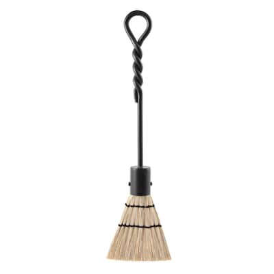 Achla Designs Mini Rope Design Fireplace Brush Tool, 18 Inch Tall, Black