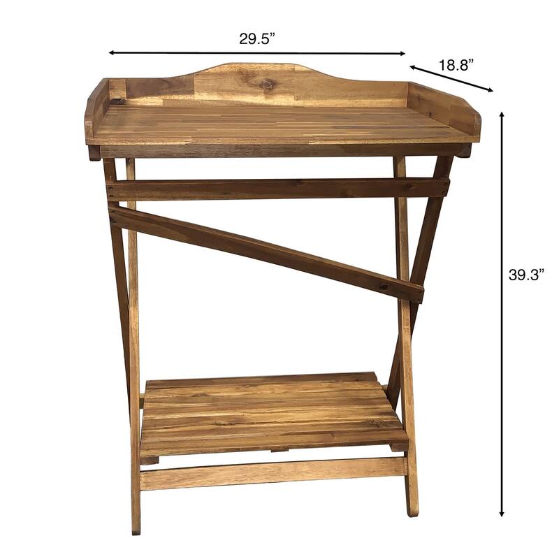 Haxnicks Hardwood Potting Table in Acacia, 29.5" W x 39.3" H x 18.8" D