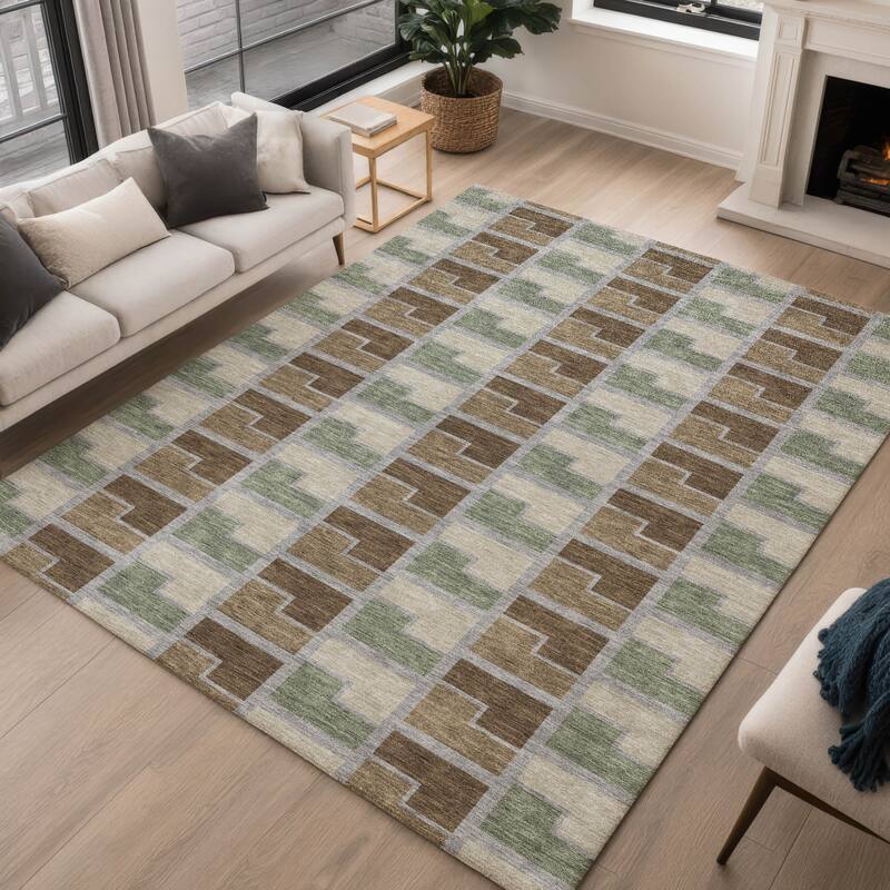 Machine Washable Indoor/ Outdoor Contemporary Kaylee Chantille Rug