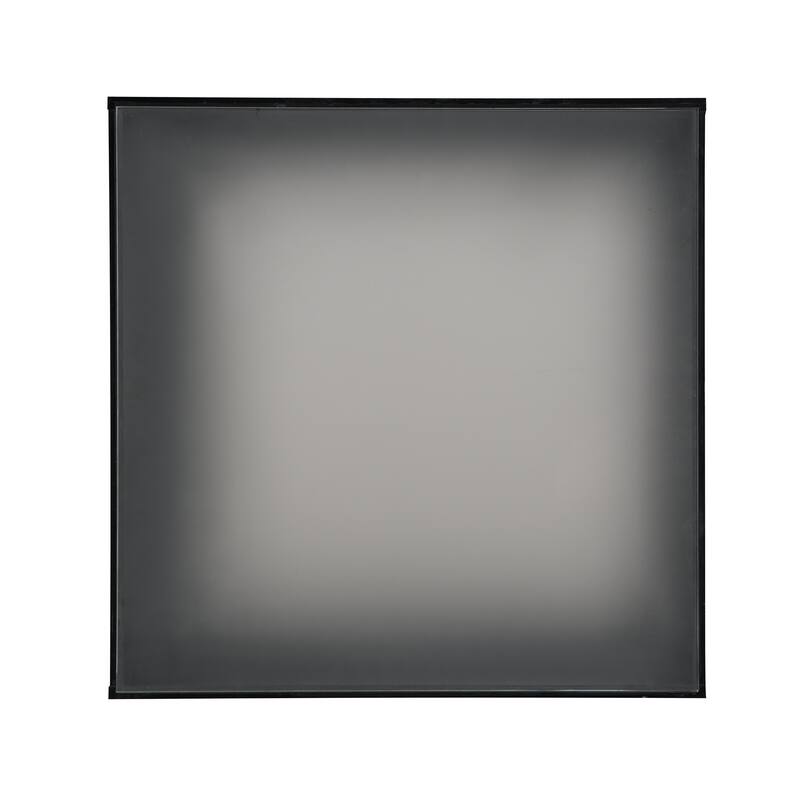 27.5" High Glossy Square Coffee Table with LED Lights, Modern Center Table with Frosted Tempered Glass Top for Living Room