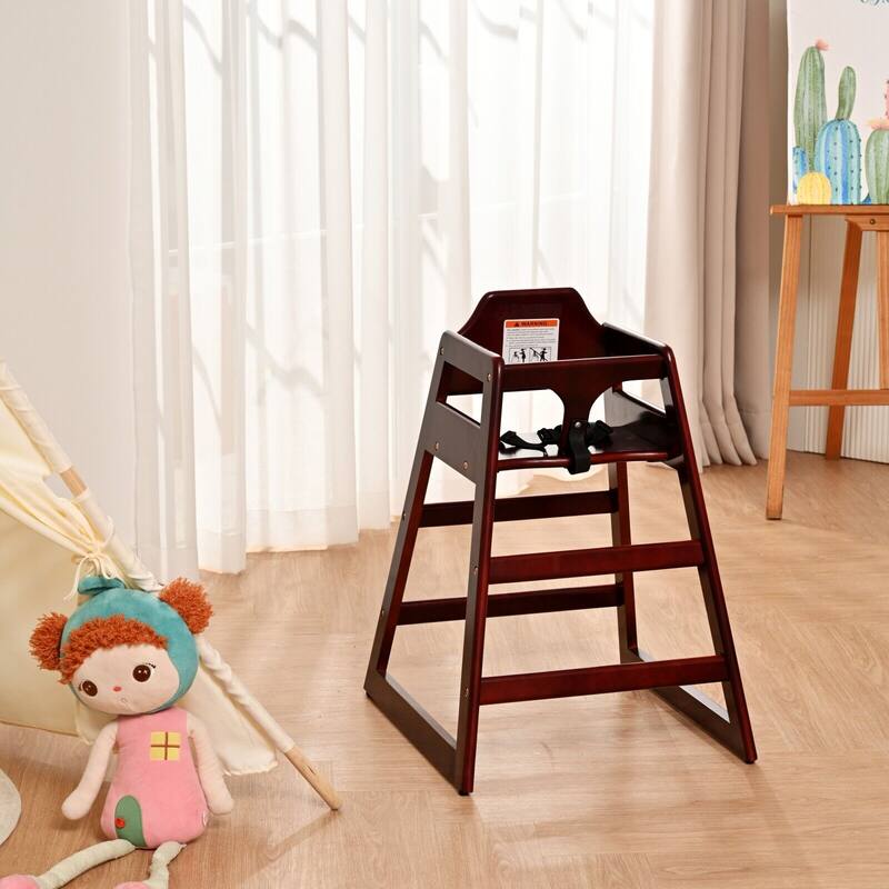 Wooden Double Solid Wood Feeding, Eat & Grow Portable High, Easy to Clean Baby Booster Chair in Walnut Finish - Mahogany