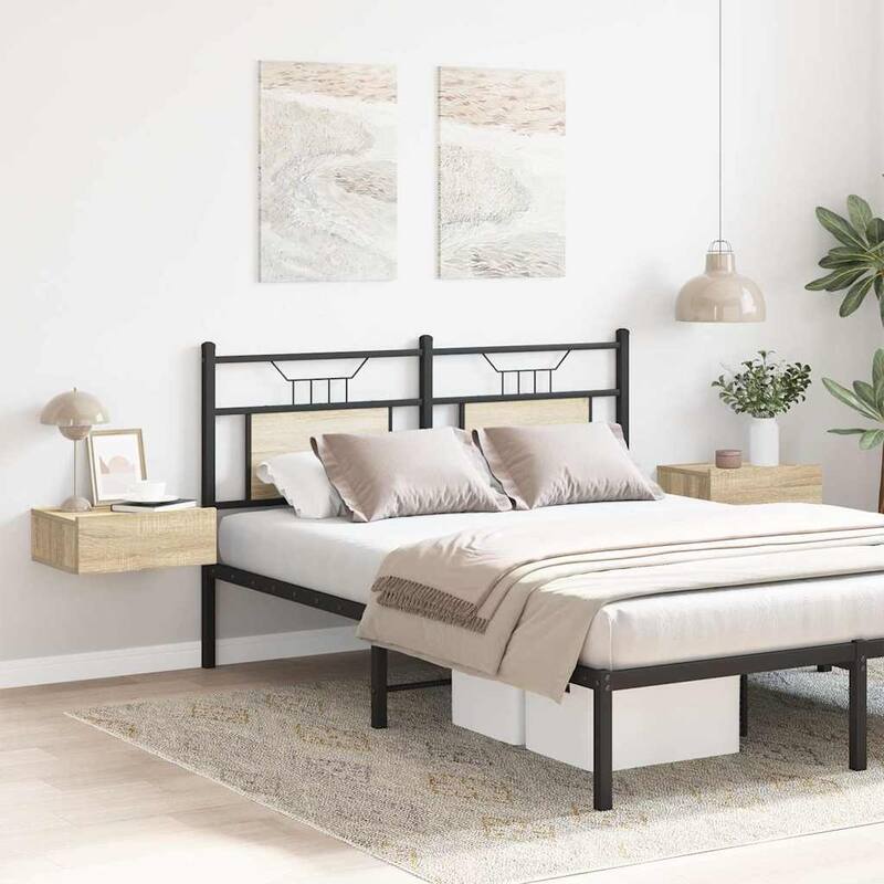 vidaXL Floating Nightstands Wall Mounted Bedside Furniture Engineered Wood