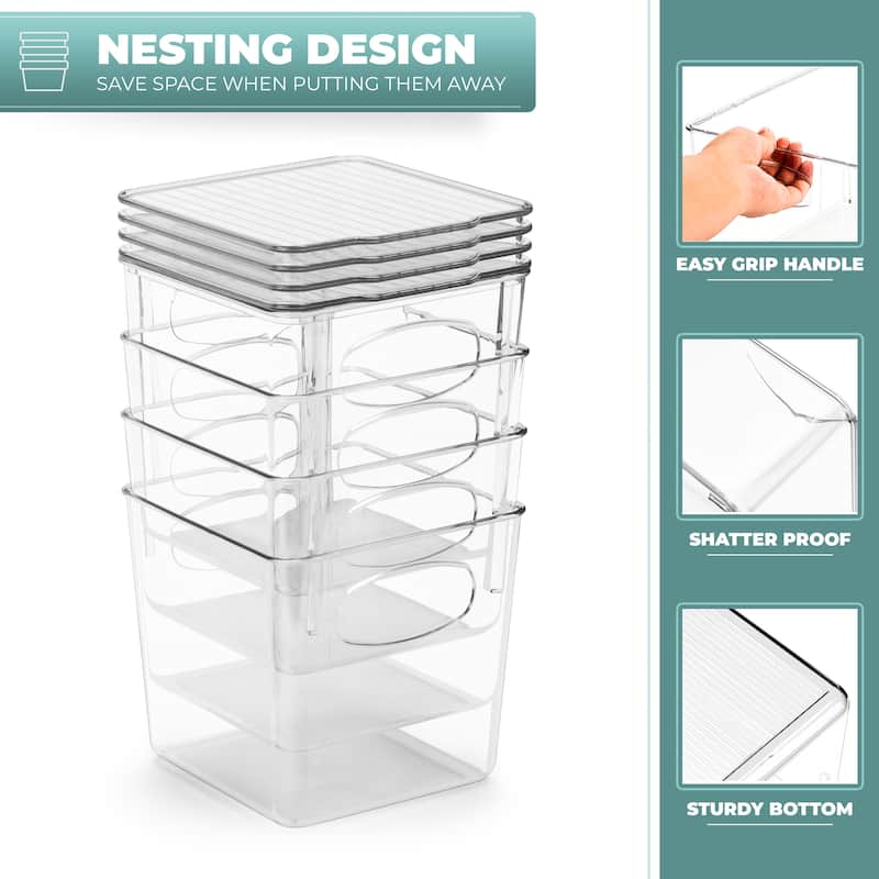 Sorbus Large Storage Clear Containers with Lids Toy Bins and Organizers, Small - 4 Pk