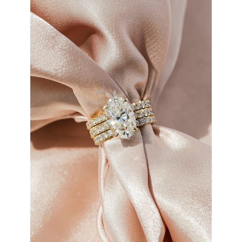 Kobelli Signature Collection Bold Series 4.55 Carats Oval Lab Grown Diamond Certified 14k Solid Gold Odette 3pc Bridal Set