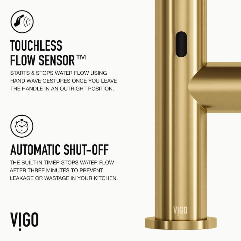 VIGO Greenwich 18" H Single Handle Pull-Down Sprayer Kitchen Faucet with Touchless Sensor