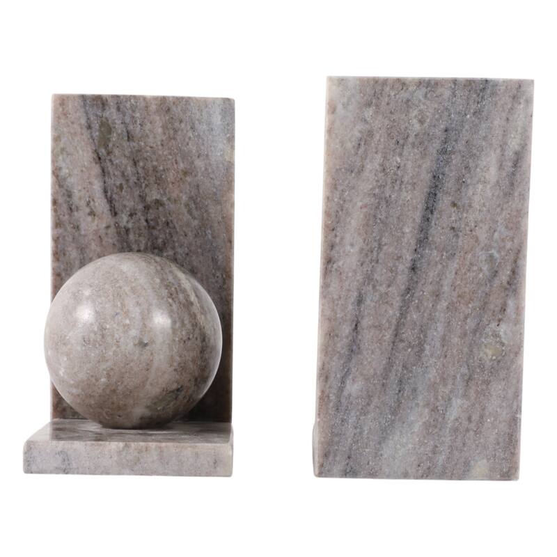 Decorative Bookends with Ball Orbs Accent - Set of 2, 6", Tan - 6.25"