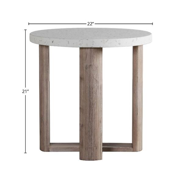 Kinsley Indoor-Outdoor White Terrazzo and Acacia 22-inch Diameter Round ...