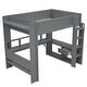 preview thumbnail 30 of 30, Dark Gray Frame Gaming Loft Bed Wood Bed wDesk, LED, Charging Station