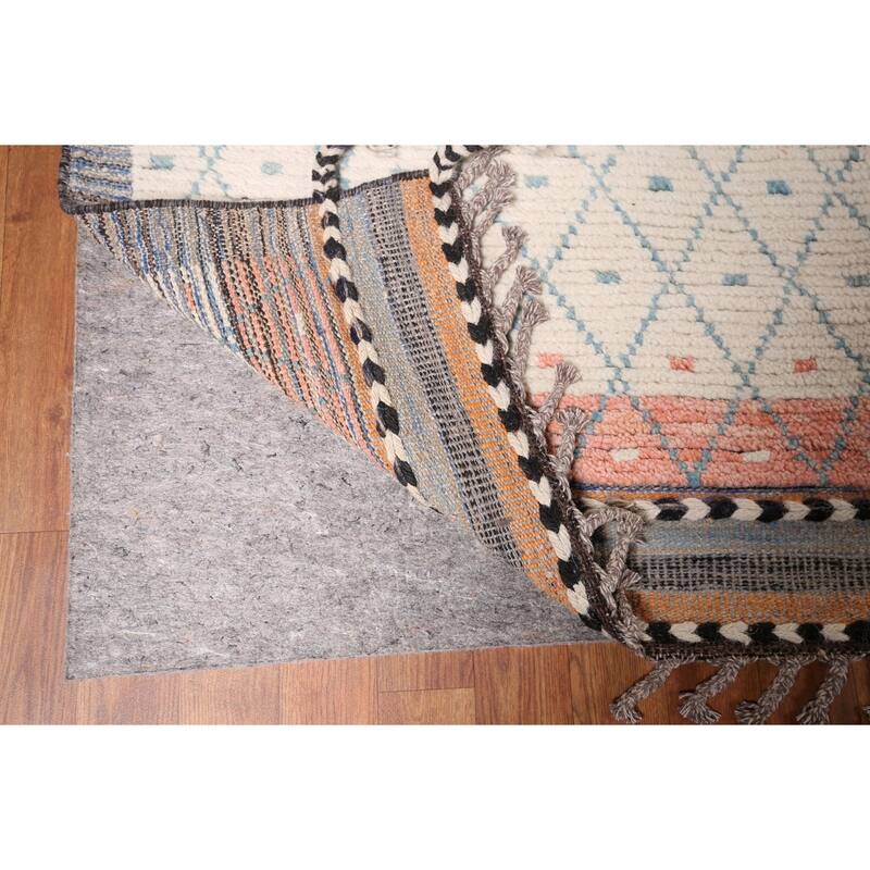 Earth Tone Moroccan Large Modern Area Rug Hand-Knotted Wool Carpet - 11'11" x 15'2"