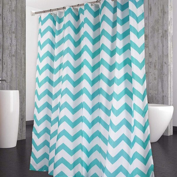 Aqua chevron shower curtain hotsell