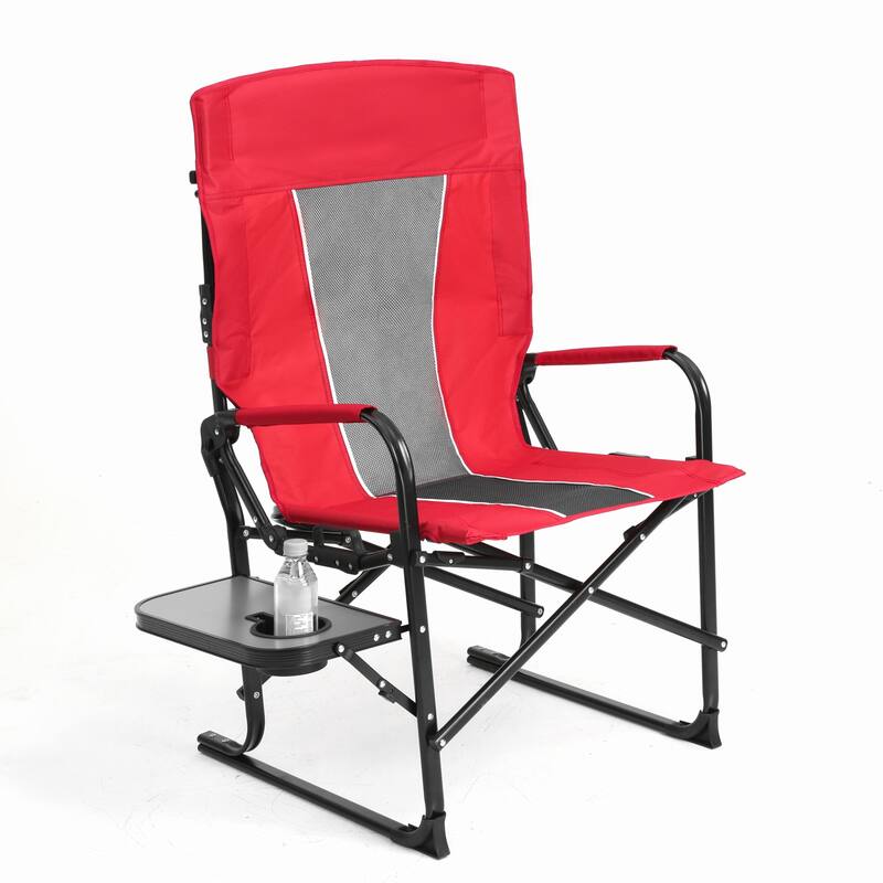 Oversized Portable Folding Camping Chair with Side Table and Pocket