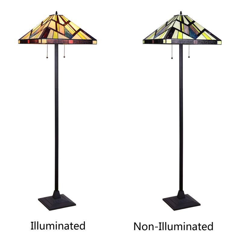 Tiffany-Style Mission Design Blackish Bronze Floor Lamp