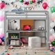 preview thumbnail 1 of 25, Twin size Loft Bed With Desk and Writing Board,2 Drawers Cabinet,Solid Construction Grey