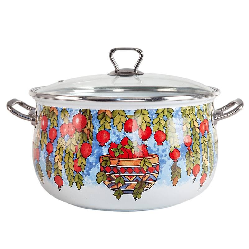 STP Goods Pomegranate Belly Deep Enamel on Steel Casserole w/Glass Lid