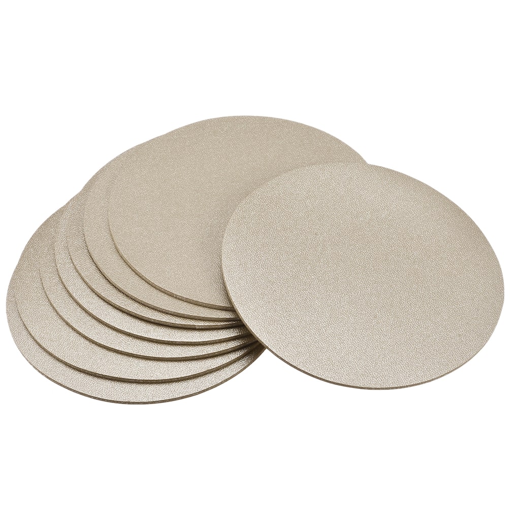 102mmRound Coasters PU Cup Mat Pad for Tableware Gold Tone 6pcs - Gold Tone