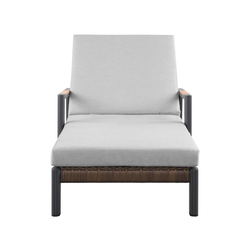 Arlo Teak & Wicker Aluminum Dual-Use Outdoor Chaise Lounge (Set of 2)