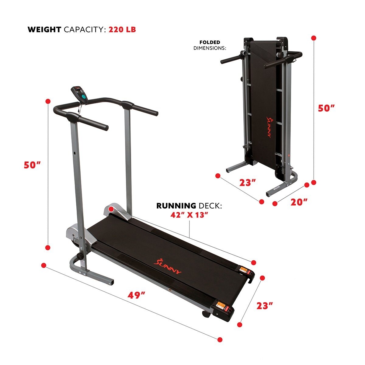 Sunny Health Fitness SF T1407M Manual Walking Treadmill On