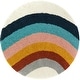 preview thumbnail 34 of 33, Mod-Tod Amelia Rainbow Print Shag Kids Area Rug 5'3" Round - White