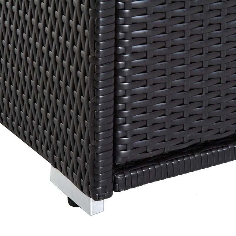 Outsunny Poolside PE Rattan Wicker Towel Valet Organizer Cabinet