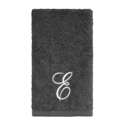 Avanti Linens Granite/Silver Script Monogram Fingertip Towel Letter E - Fingertip Towel