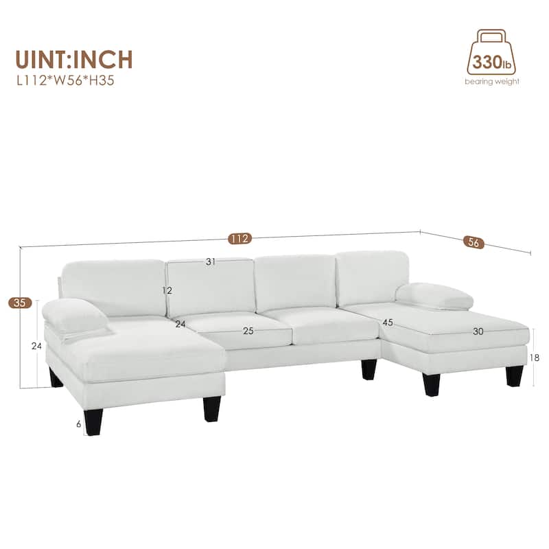 MERAX 6-Seat U-Shaped Sofa with Double Chaise