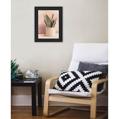 TrendyDecor4U Contemporary "Striped Bohemian Plant" Framed Print Wall Art