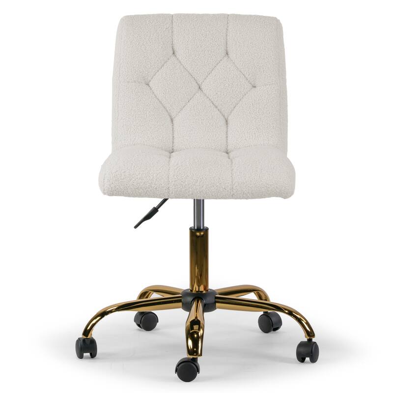 Aman Cream Boucle Upholstered Adjustable Height Swivel Office Chair