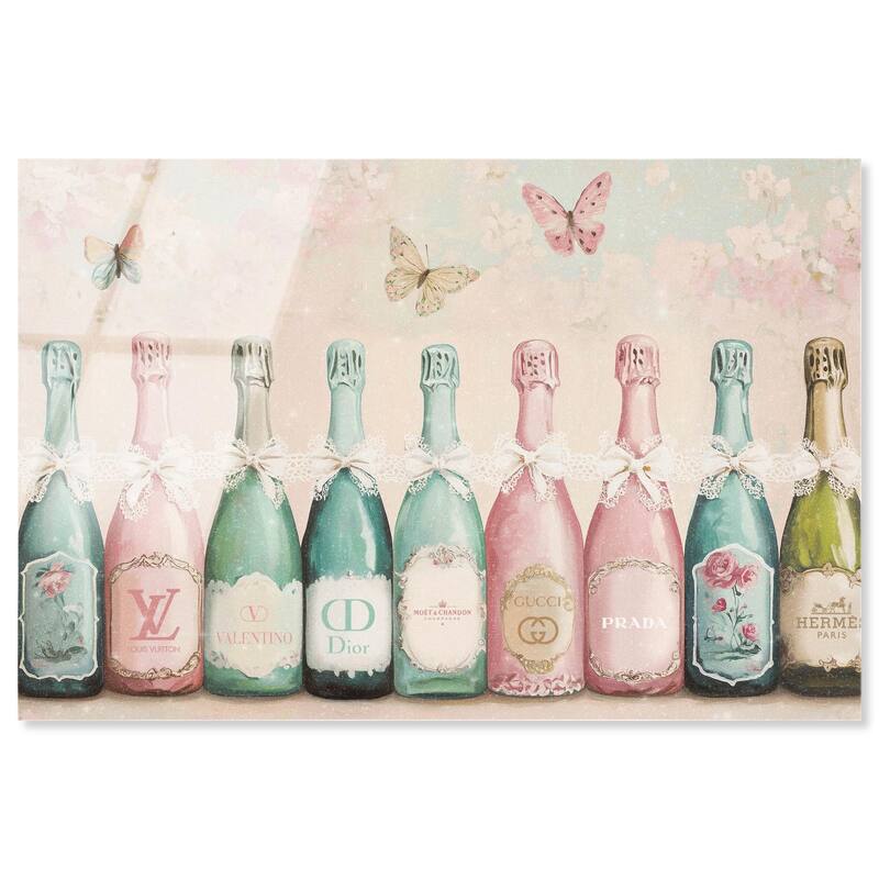 Champagne Mint and Pink Acrylic by Art Remedy, Ready to Hang - 45" x 30"