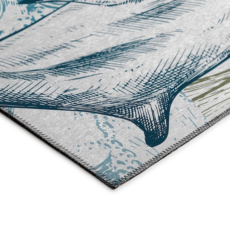 Indoor/Outdoor Harpswell Sea Life Washable Rug