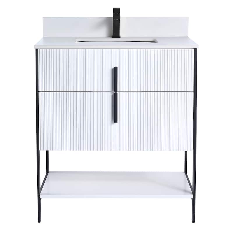 Fine Fixtures Serenity Modern Bathroom Vanity with White Stone Top