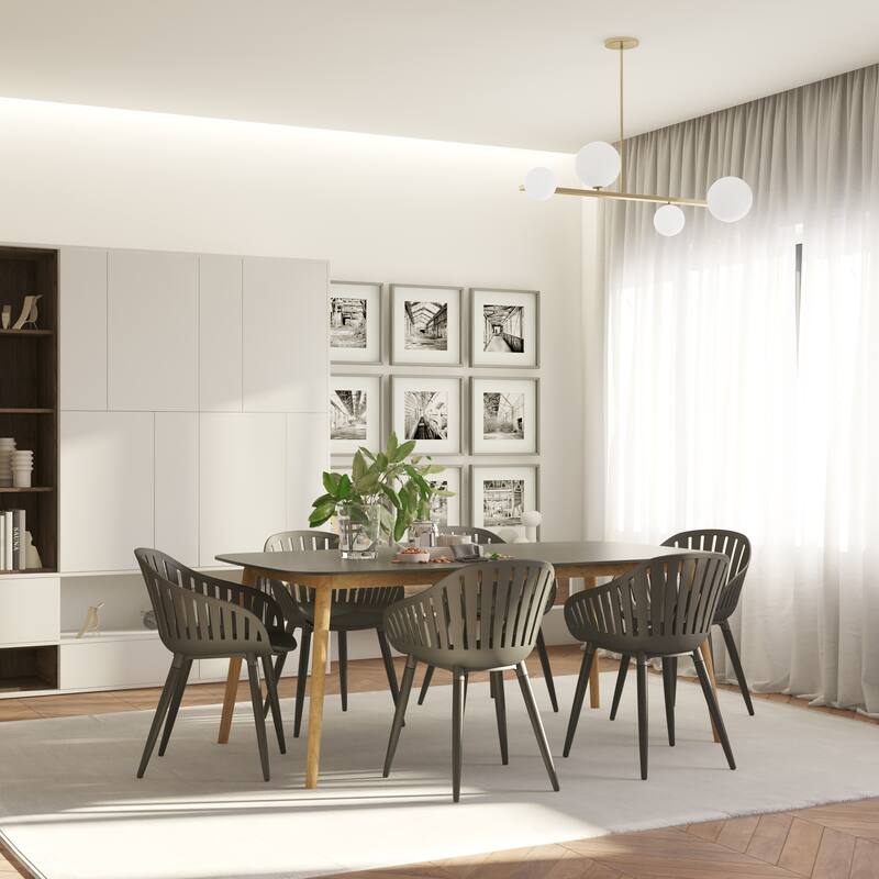 Midtown Concept Petri Indoor Black or White Dining Set - 7 Piece - Black Set