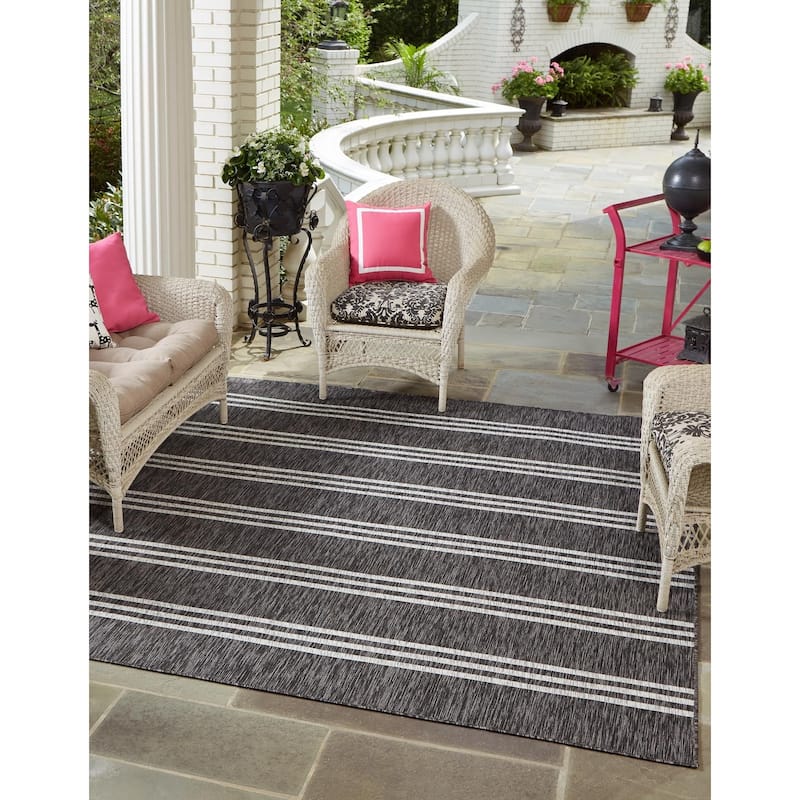 Outdoor Zrand Collection Area Rug - Charcoal - 13' Square