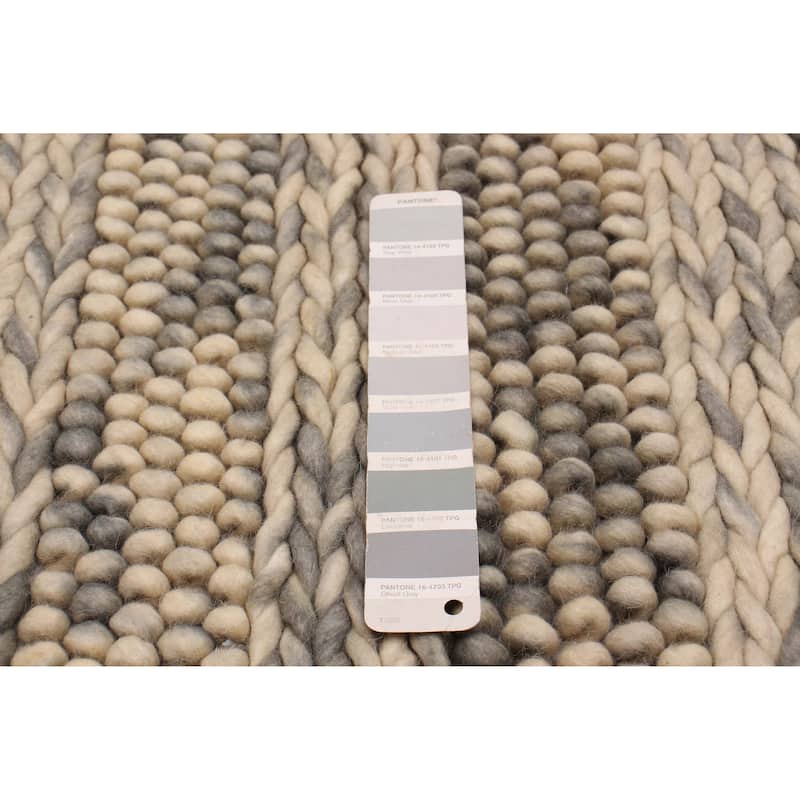 ECARPETGALLERY Braid weave Sienna Grey Wool Rug - 3'3 x 5'1