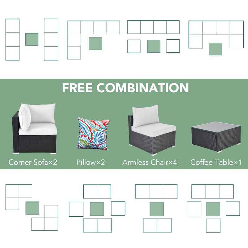 Outdoor 7-Piece Sofa Seating Group with Cushions
