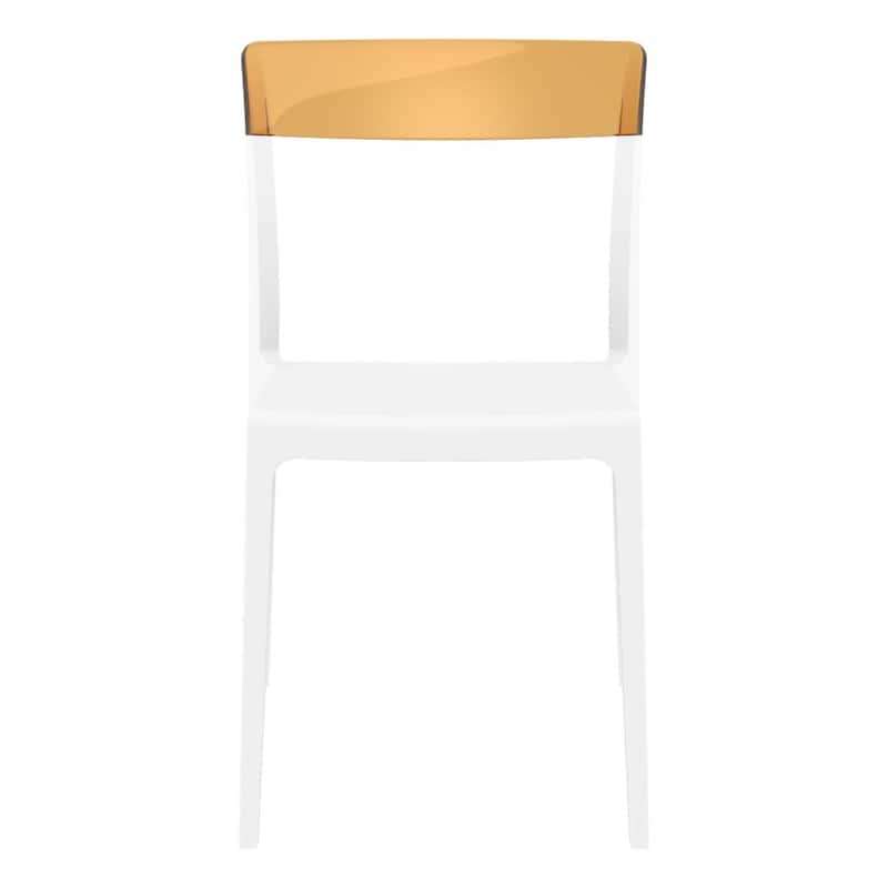 33" White and Amber Patio Dining Chair