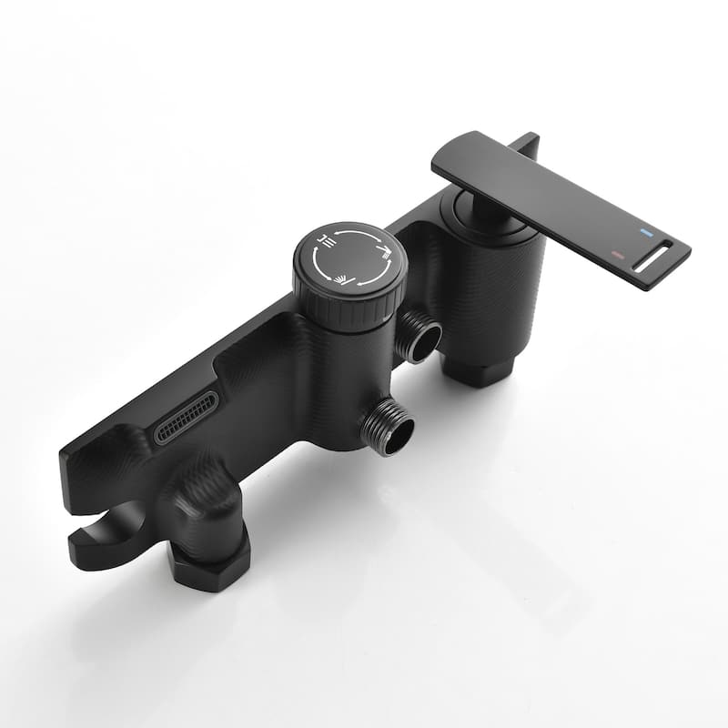 Modern Matte Black Wall Mounted Bathtub Faucet Shower System