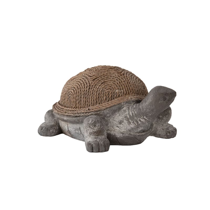 XBrand Turtle Statue, Indoor or Outdoor Décor, Garden Décor, Turtle Garden Statue, Turtle Statuary - Yellow/Grey (Polystone)