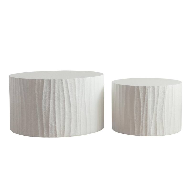 Set of 2 Round Wooden Nesting Coffee Tables - Modern Circle Design for Living Room