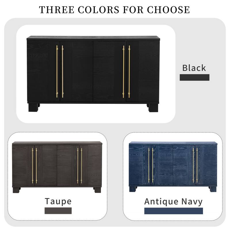 Black TV Cabinet Buffet Cabinet Console Table Adjustable Shelves Sideboard