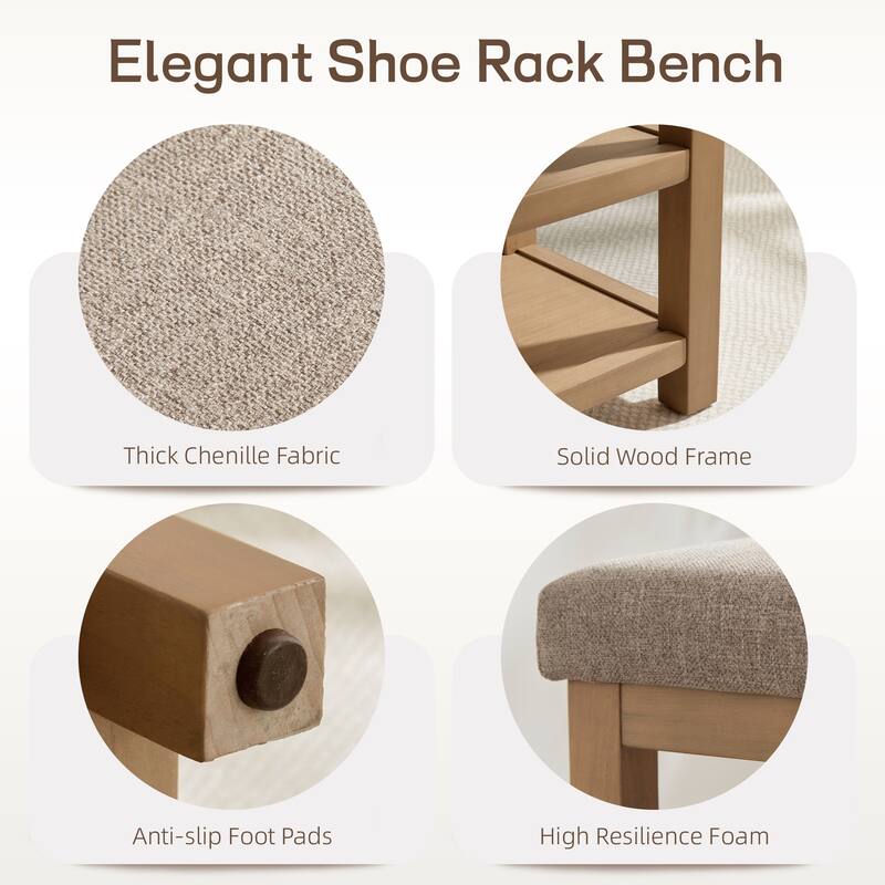 HUIMO Multi-Functional Modern Entryway Double Layer Shoe Bench 39 inch