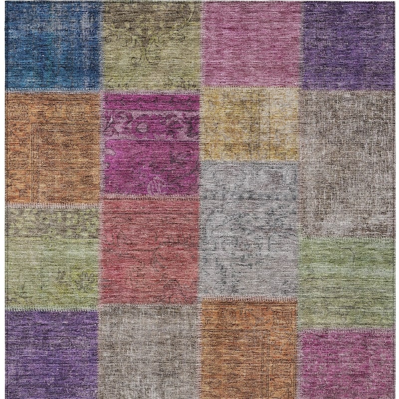 HomeRoots Patchwork Transitional Rectangle Outdoor Rug