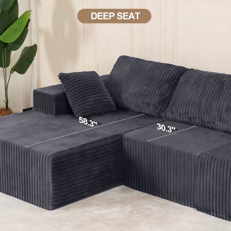 L-Shape Sectional Sofa with Chaise & Pillow, Deep-Seat Cloud Couch