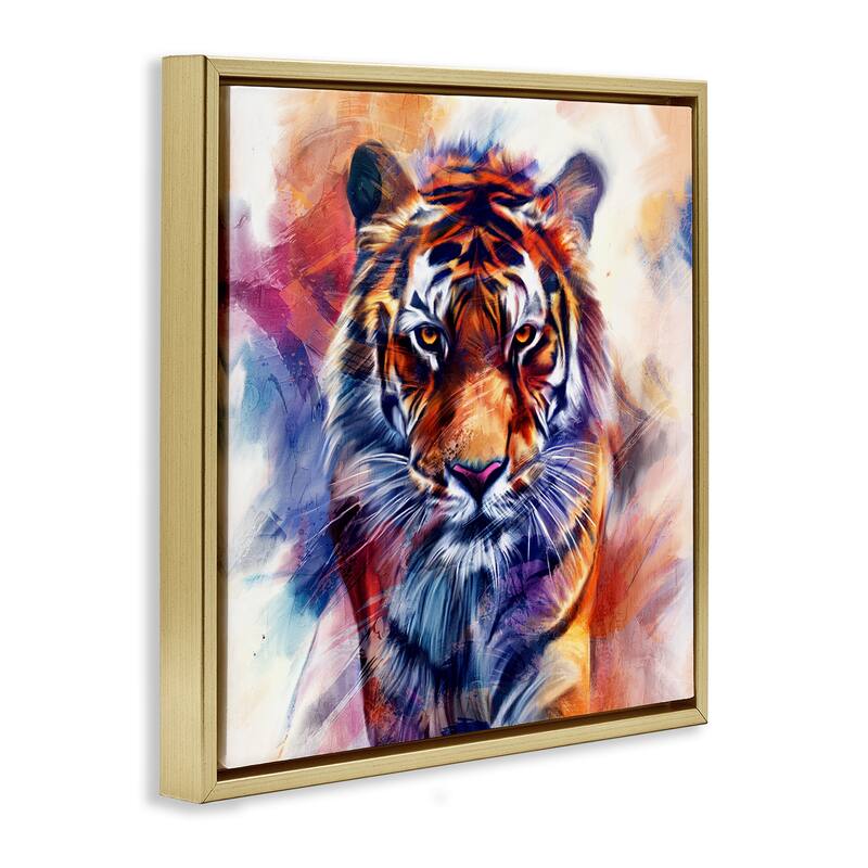 Stupell Fierce Vibrant Tiger Framed Floater Canvas Wall Art Design By Kim Allen