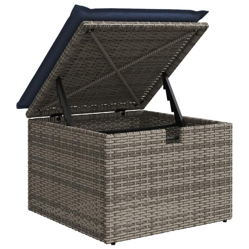vidaXL Patio Sofa Set with Cushions and Table Outdoor Garden 8 Piece Poly Rattan - 24.4" x 24.4" x 27.2"