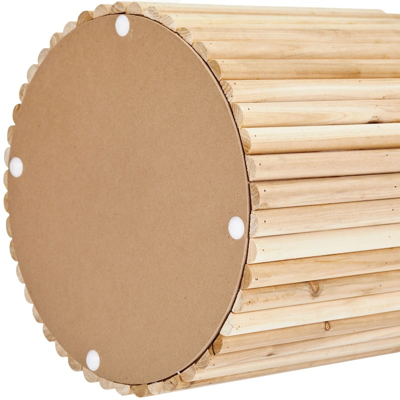 Aria Home Mid-Century Modern Bamboo Base Round Boucle Storage Ottoman