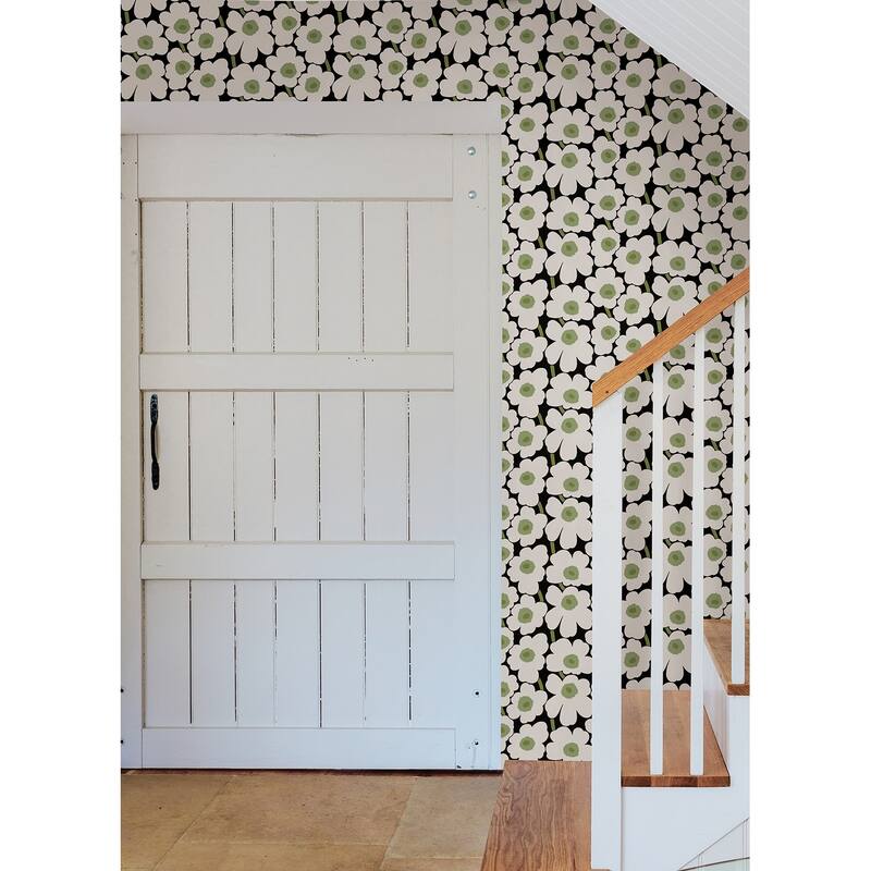 Marimekko Black Pieni Unikko Peel & Stick Wallpaper