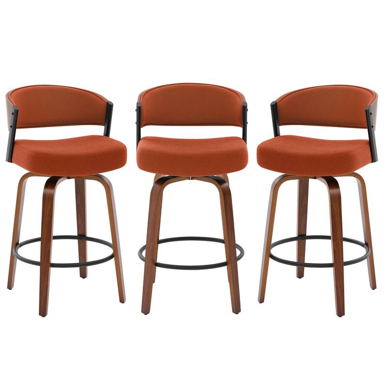Upholstered Swivel Counter Height Bar Stool with Curved Back and Bentwood Frame - 37.2"H x 19.1"W x 20.5"D